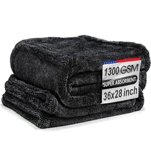 Largest 36''x28'' Double Twisted Loop Car Drying Towel, 1300GSM Ultra-Absorbent Microfiber Drying Towel for Automotive Detailing Vehicle Wash Kit