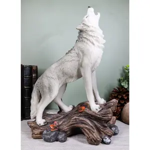 Large Cries Of The Night Howling Alpha Gray Wolf Statue 12"H Spirit Wolves Decor