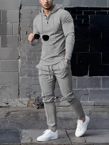 Men's Quick-Dry Waffle Top and Pants Set, Casual Multi-Functional Monochrome Design, Comfortable Everyday Wear, Ideal for All Seasons