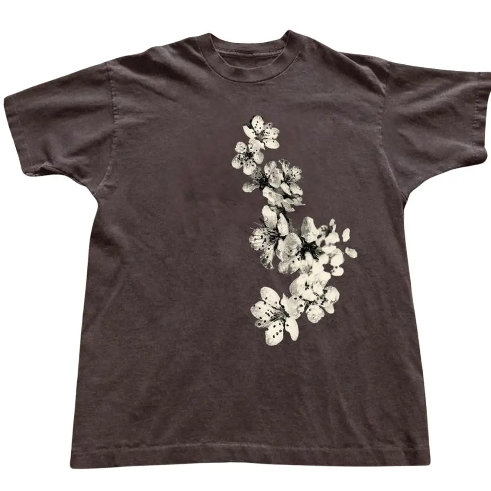 The White Blossom Graphic T-Shirt, Floral Print Tee, Botanical Flower Shirt, Minimal Nature Tee, Cottagecore Aesthetic Shirt