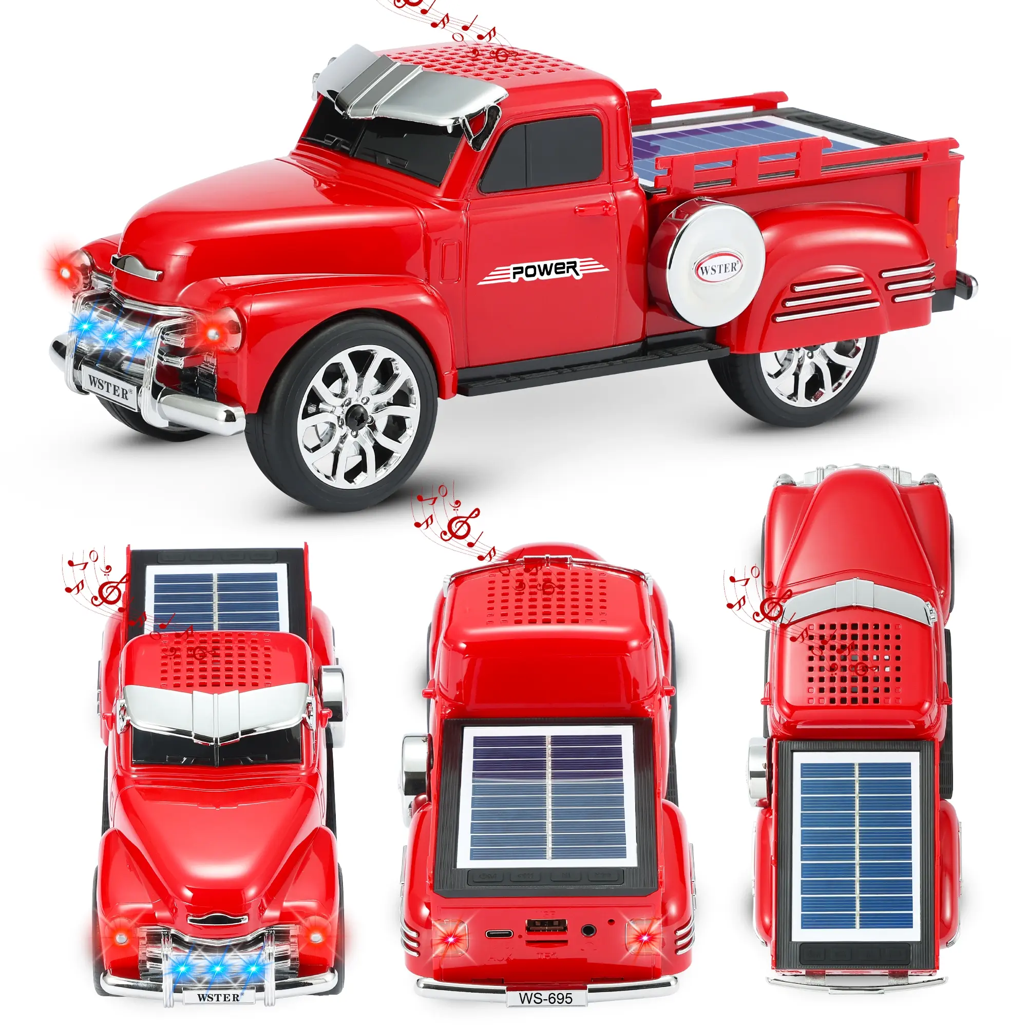 Fuzix WS-695 Pickup Truck Model Bluetooth Speaker with USB Micro SD AUX FM Radio TWS Pairing for Indoor Outdoor Party Birthday Gift Cybertruck Car-Inspired Design High-Quality Sound Portable Power Compact Gift-Worthy