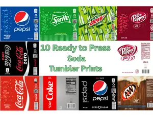10 Pack Soda Tumbler Sublimation Prints Bundle | Ready to Press 20oz Skinny Tumbler Wraps | Retro Pop Designs | Cute & Funny Drink-Themed Transfers for DIY Cups