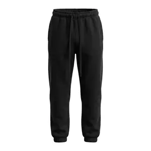 Men's Sweatpants Black Color Joggers Oversized Fit Cuffed Design Athletic Casua Lounge   Pockets, Soft Fleece Home   Drawstring with Pants