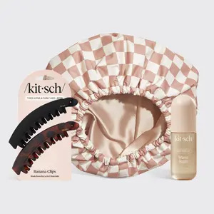 FRESH HAIR NO WASH Bundle - Kitsch Hair Refresh Set - Odor Eliminating Spray, Satin Shower Cap & Banana Clips - Women's Beauty