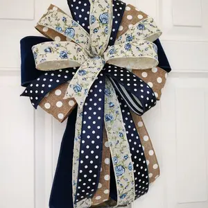 Farmhouse house bow, wreath bow, summer bow