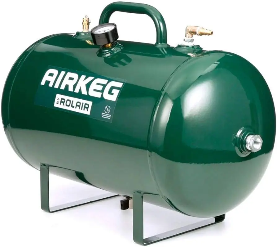 RolAir Heavy Duty 10-Gal Portable Air Compressor, 225 psi, AirKegPlus Model, with Included Adaptors