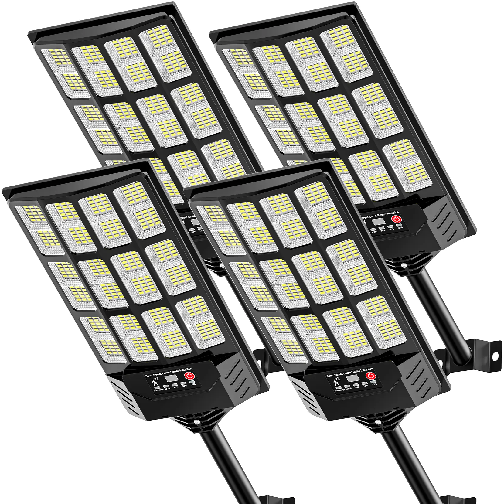 4Pack/2Pack Solar Street Lights Outdoor Waterproof 320°Wide Angle Flood Light LED Solar Parking Light with Motion Sensor and Remote Control for Outdoor Streets Courtyards Parking Garages