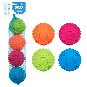Best Pet Supplies Squeaky Rubber Spiky Ball Dog Toy - Durable Bouncy Chew Ball with Built-In Squeaker | Textured Spikes for Dental Health | Interactive Fetch Toy for Small Medium Large Dogs