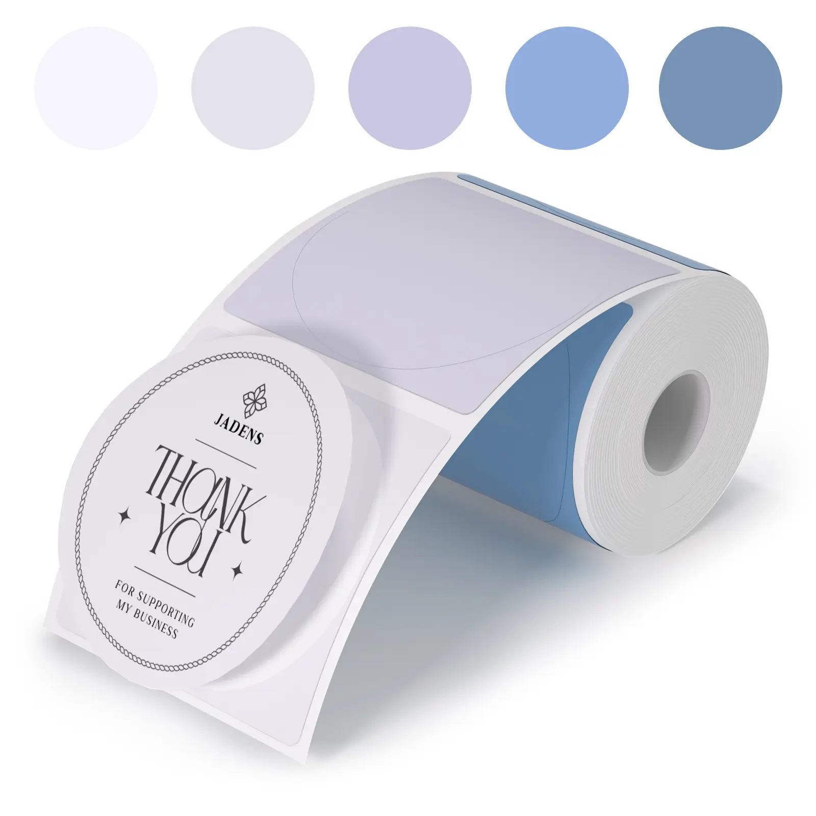 JADENS 2-Inch Circle Blue Thermal Printing Labels, Self-Adhesive Decals for Business Use, 400 Sheets per Roll