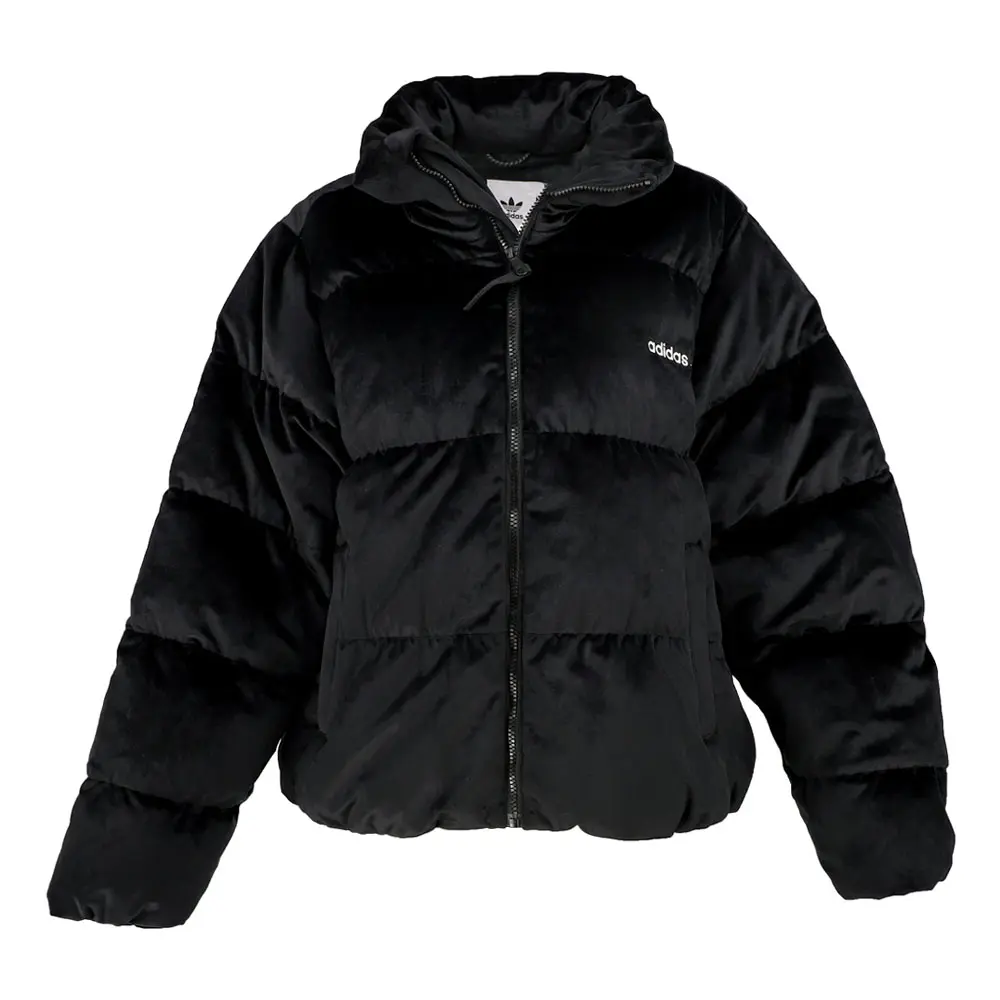 adidas Womens Regen Velvet Down Puffer Jacket Athletic Outerwear Casual - Black