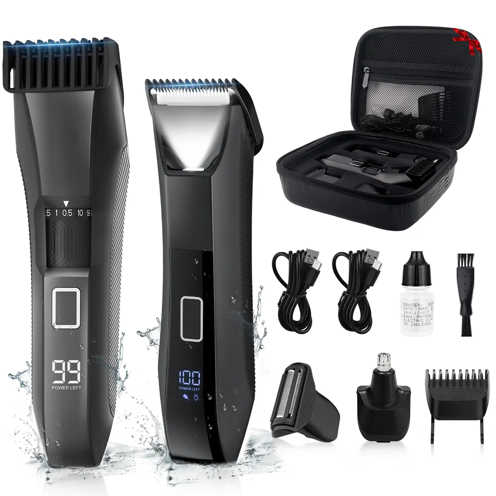 Manscape All-in-1 Men's Body Trimmer Set - IPX7 Waterproof Wet/Dry Groomer, Beard Groomer, Groin Hair Cutter, Ball Shaver, Nose Hair Clippers, Rechargeable, LED Display, Portable Travel Case, Manufacturer Warranty