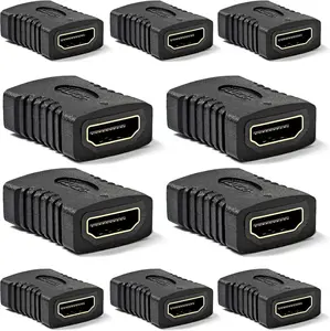 SGElectronix 10 Pack HDMI Coupler Adapter Gold Plated, High Speed HDMI Coupler F/F Female to Female Adapter Black Plug