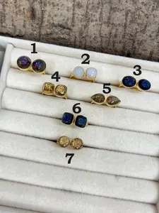 “The Boho Collection” Handmade Natural 2 Stone Druzy Adjustable Ring