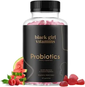 Black Girl Vitamins - Probiotic Gummies for Digestive Health and Immune Support, Gluten-Free Vitamins, (Raspberry-Watermelon), 60ct