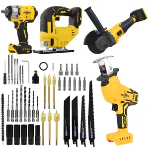 ELECMAPS 20V Brushless Cordless Power Tool Set, Suitable For Dewalt Batteries, Equipped With Saber Saw, Angle Grinder, Wrench, Curve Saw Tool Set | Wrench Set | Home Environment | Holiday Gift