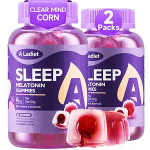 2 Pack A Ladiet  Melatonin Sleep Gummies for Adults, 6mg Melatonin & 60mg of  L theanine, Gluten Free, Sugar-Free, Strawberry Flavor 60 Count