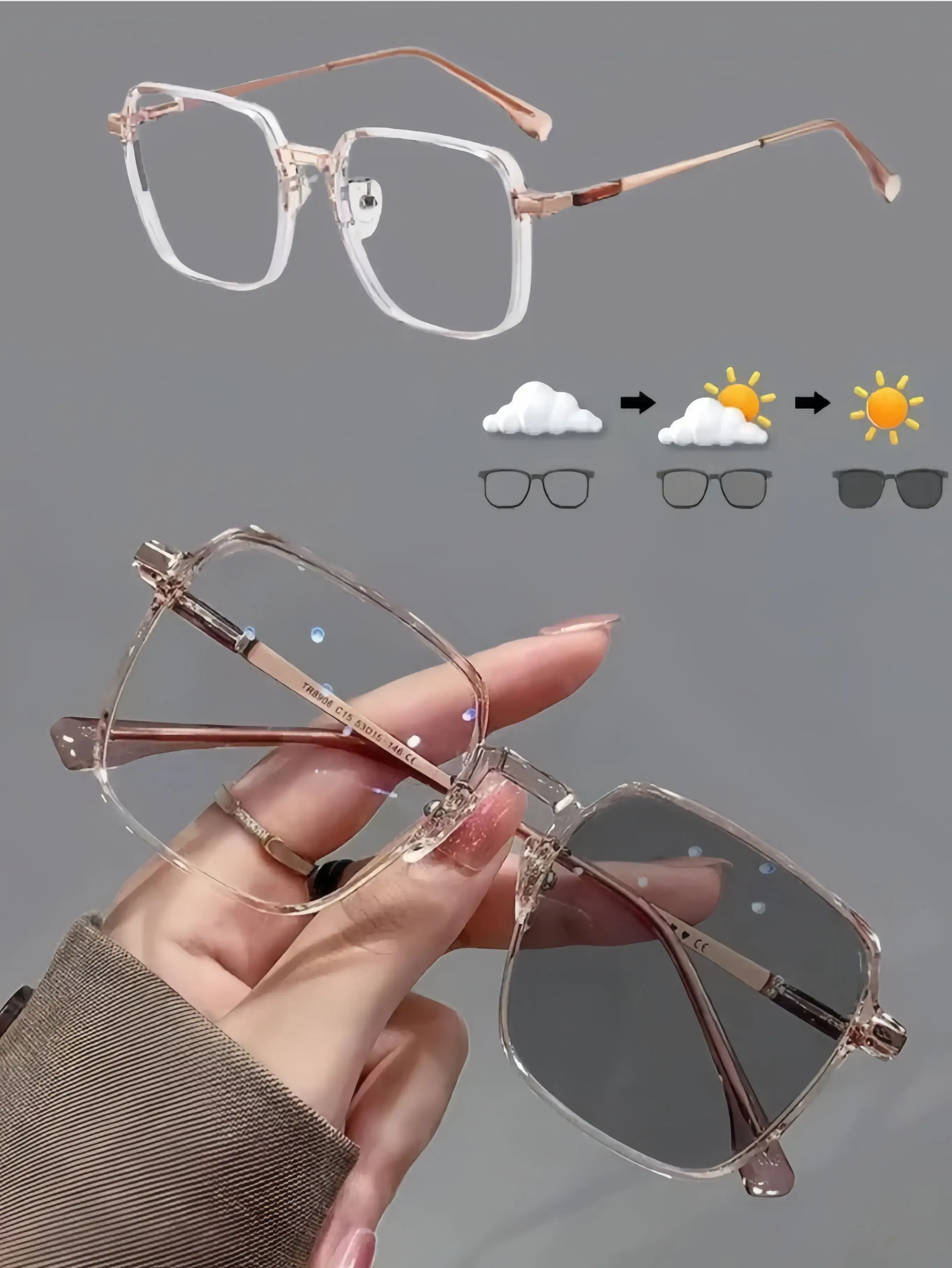 Women's Fashion Photochromic Sunglasses - Anti-Ultraviolet, Metal Frame, Minimalist Korean Style, Everyday Shopping Eyewear for Women