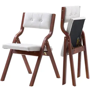 VEVOR Wooden Folding Chairs with Cushion, Summervibes,Summervibes, Set of 2, Portable Foldable Cushion Chair with Wooden Frame, Modern Padded Dining Chair for Kitchen, Office, Wedding, Party, Dining Room, Easy Assembly, White