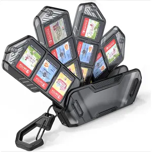 X-SBB10  12 Switch Game Card Case Holder for Nintendo Switch Game Cards, Portable and Exquisite Protective Hard Shell with 4 Layer Rotatable Holder for Nintendo Switch 2/Switch/Switch OLED/Lite (Black)