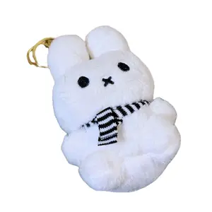 Cartoon cute bunny pendant, plush creative toy, striped scarf couple ornament, keychain, travel souvenir