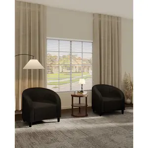 YJ-Garvee Set of 2 Accent Barrel Chairs in Boucle and Sherpa Fabrics Black Beige Yellow Dark Gray Stylish Comfortable Armchairs for Living Room Bedroom Office Reception Reading Waiting Areas
