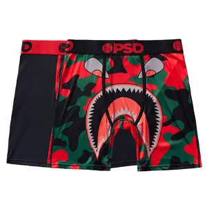 PSD Men's Warface Red Camo Boxer Brief 2 Pack - Standard Length 7 Inch Inseam, Soft and Breathable Cotton Blend Fabric