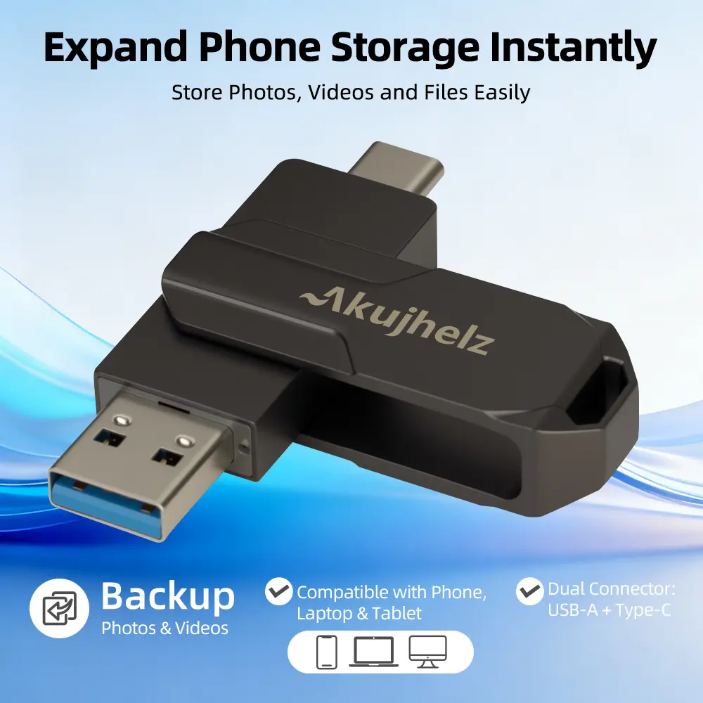 USB flash drive 64GB/128GB/256GB/512GB USB C memory stick 2-in-1 mini USB flash drive suitable for MacBook Pro, Android phones, tablets and laptops, iPhones, for storing files, videos, pictures, etc. Compact and convenient for travel, an ideal gift. outdo