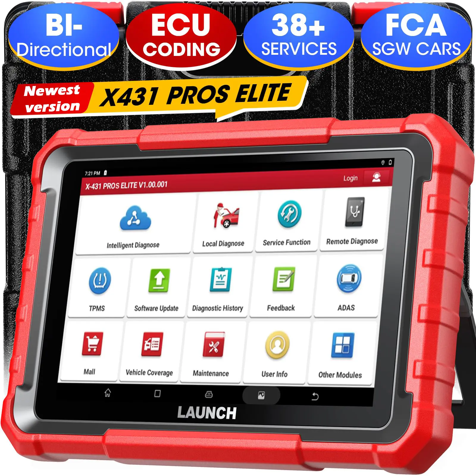 LAUNCH X431 PROS ELITE Bi-directional Diagnostic Scanner, ECU Online Coding, All System Scan Tool, Support 38+ Services, CANFD&DoIP, Guide Function, 2 Years Free Update, Summervibes