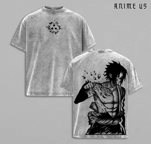 Sasuke Uchiha x Naruto Anime Oversize Washed T-Shirt Manga Graphic Tee, Vintage Streetwear, Gift for Naruto Fan, Heavyweight Cotton , Naruto Merch , Sasuke Shirt