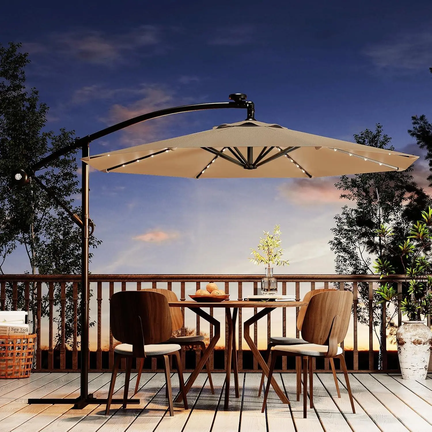10 ft Cantilever Patio Sun Umbrella Parasol, UV-Treated UV-Protective Fade-Resistant Sun-Shaded Canopy Parasol, Modern Outdoor Umbrella with Easy Lift-Tilt Adjustment for Deck, Pool, Sun Umbrella Parasols, Uv-Treated Parasols