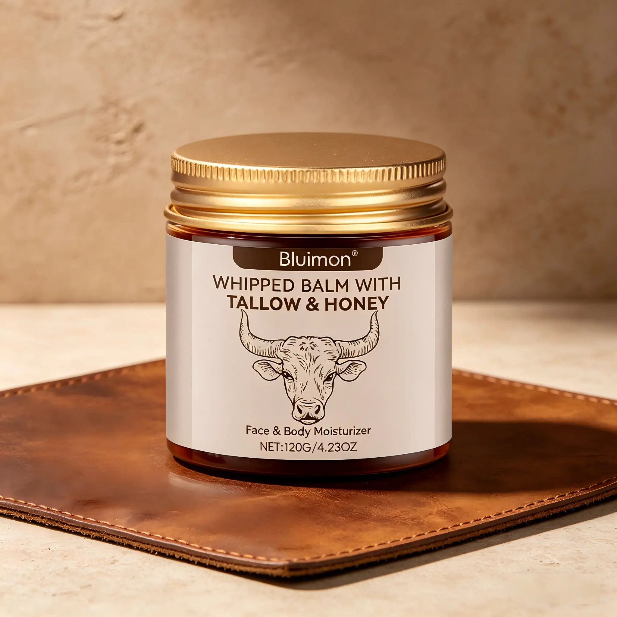 Grass-Fed Whipped Tallow & Honey Balm, 2-in-1 Lip & Body Moisturizer, Deeply Nourishing Hydrating Cream for Dry, Chapped, Sensitive Skin, Natural Skincare for All-Day Softness
