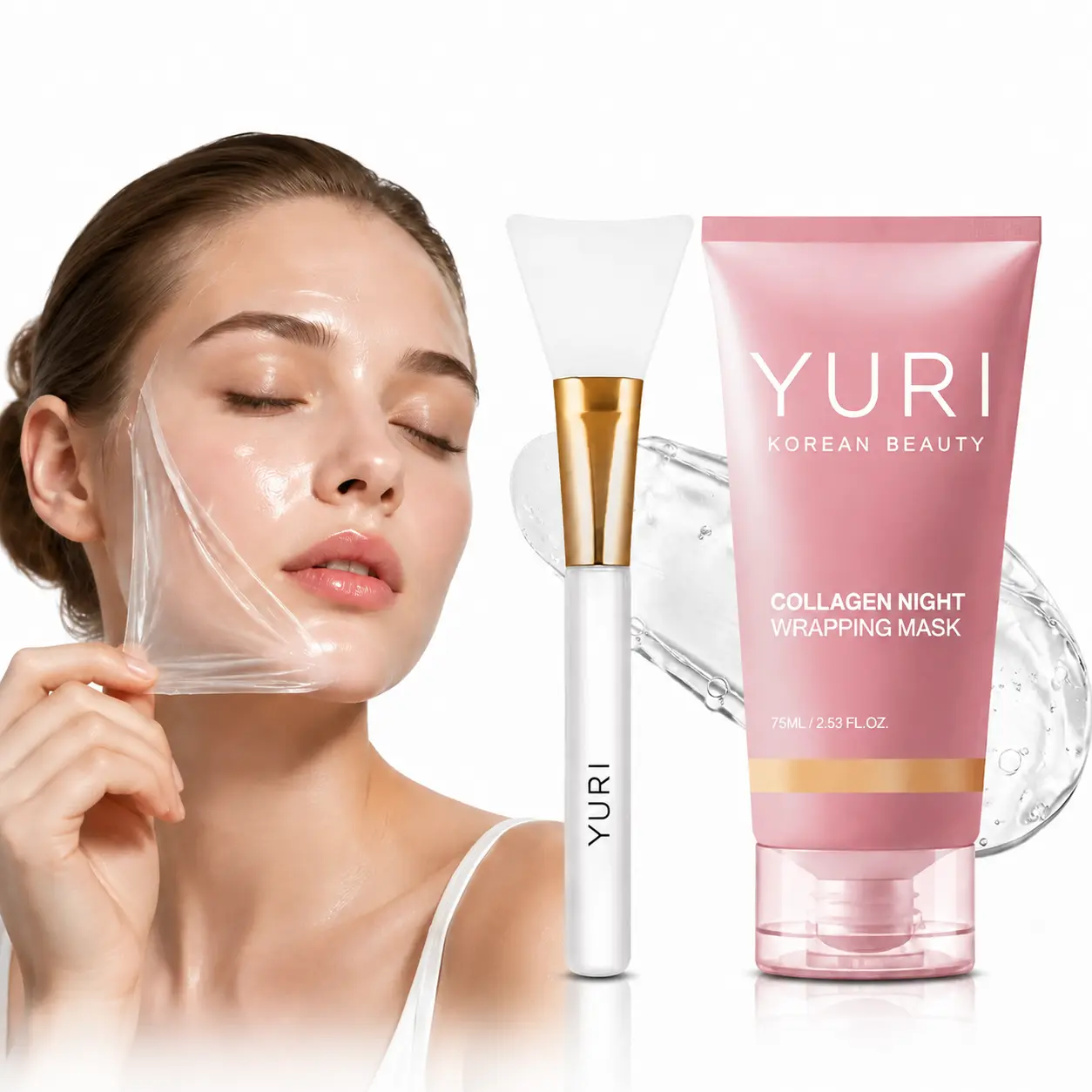Collagen Night Wrapping Mask: Overnight Peel-Off Face Mask for Glass Skin - Deep Hydration To Restores Skin Balance - Ongoing Nourishment for All Skin Types 2.53 fl.oz