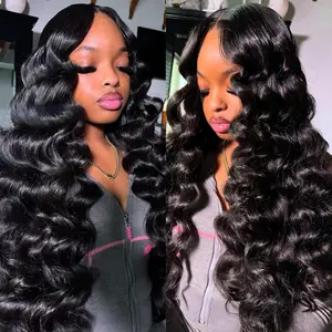 Loose Wave  Human  with 5x5 Closure, (20 22 24+18) 12A  Real Human  Loose Deep Wave  with Closure 5x5  Color Unprocessed Brazilian Virgin Human  Extension