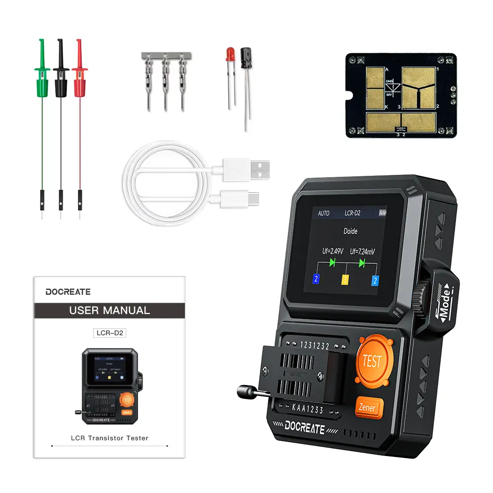 Smart LCR Component Tester with IR Remote Decoder, Auto Identify Capacitors, Resistors, Transistors, MOSFETs & SMD Devices, USB Rechargeable