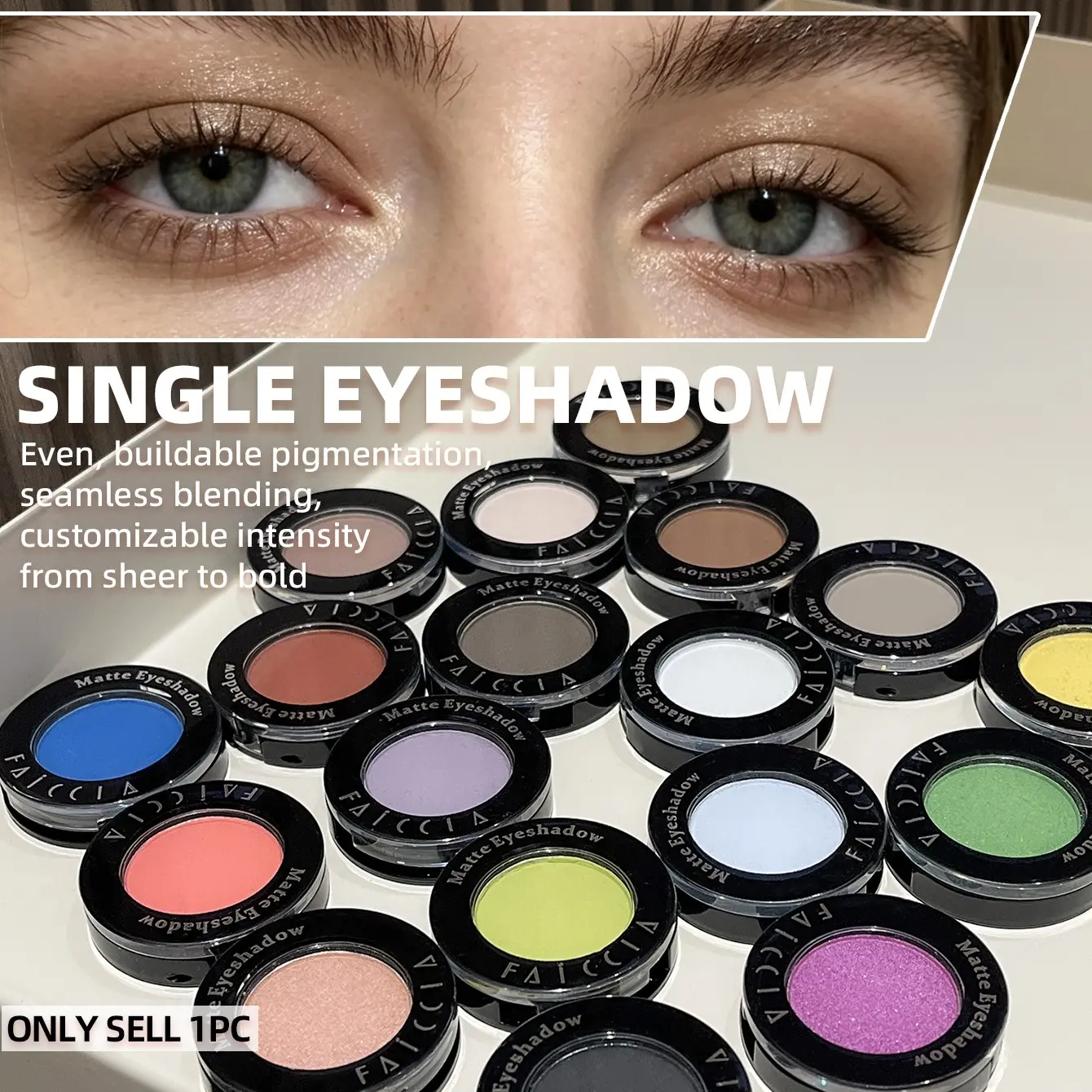 Single-Color Luminous Eyeshadow Palette, Eyeshadow Makeup Powder, Eye Makeup Product, Fine Matte, Inner Corner Highlight, Micro-Bead Highlighter, Subtle Shimmer, Low Saturation. Suitable for Women's Daily Commute, Parties & Music Festivals