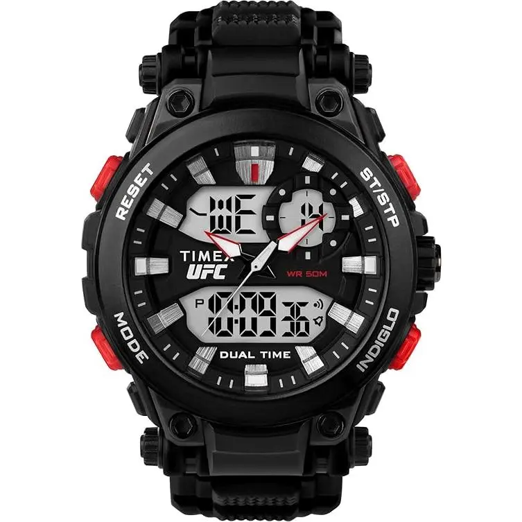 TIMEX UFC IMPACT Men's Quartz Waterproof Analog Quartz Wristwatch, Plastic Round Face Casual Business Men's Watch (TW5M52800)