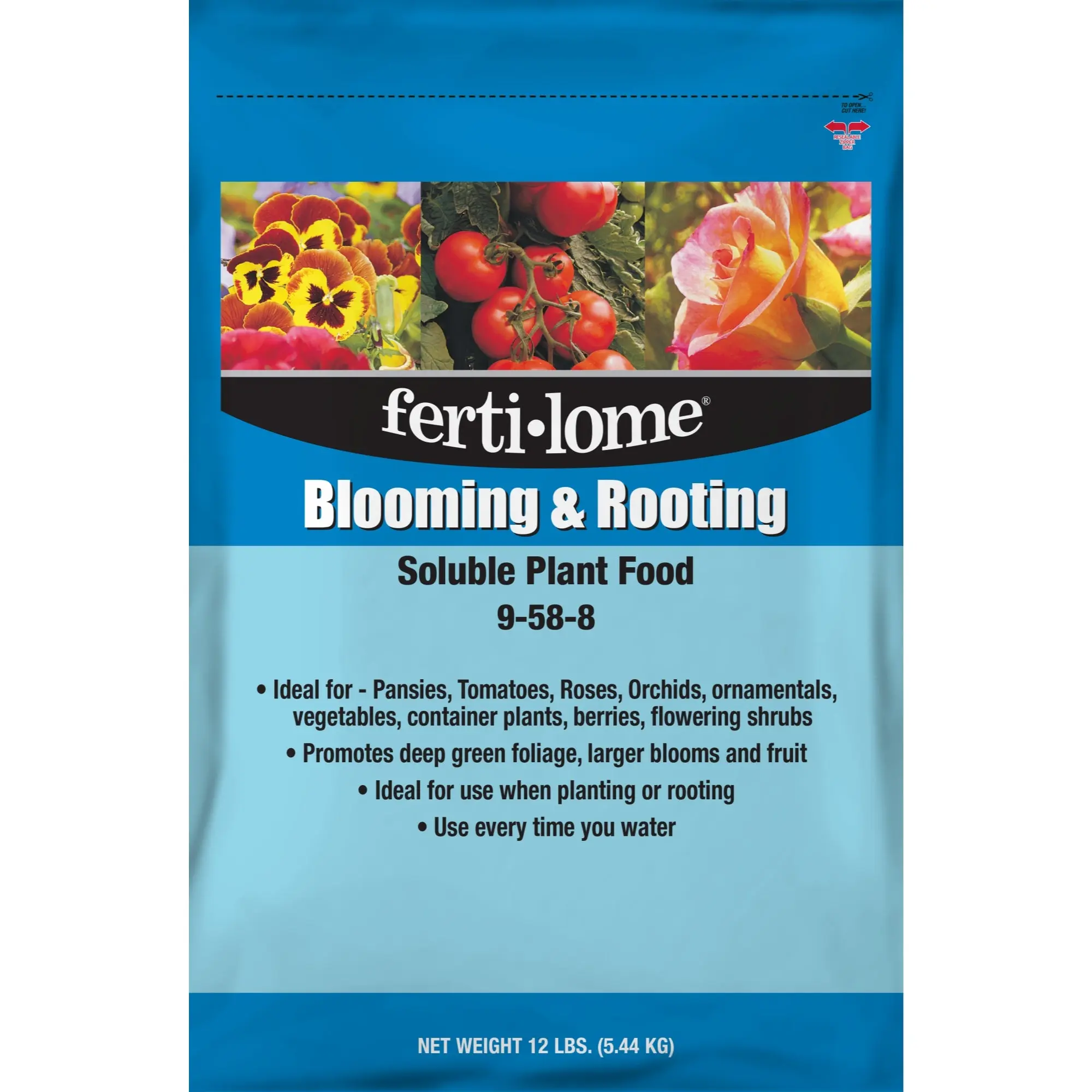 Fertilome Blooming & Rooting Fertilizer, 9-58-8 Water-Soluble Plant Food, 12lbs