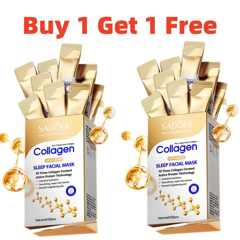Buy 1 Get 1 Free Collagen Face Mask, 20-Pack Smoothing Night Moisturizer, Face Care Products for a Radiant Complexion, Lightweight, Buy 1 Get 1 Free Product