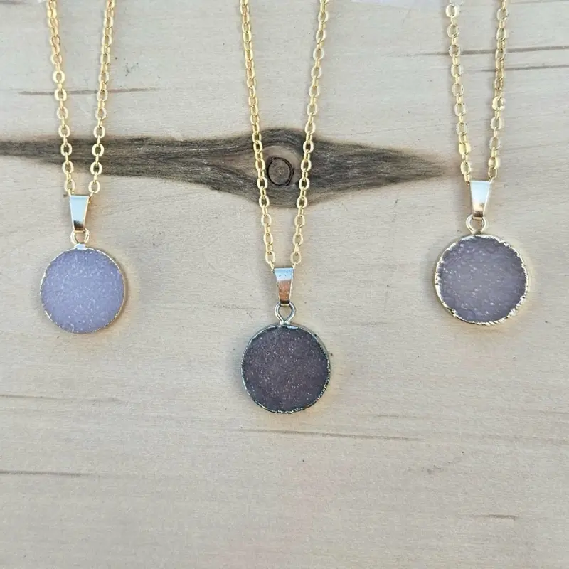 Petite Agate Druzy Geode Necklace