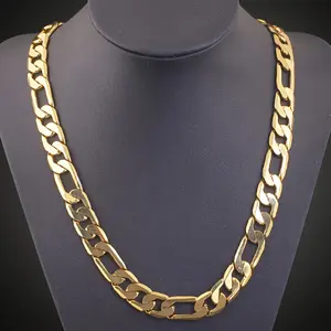 Men's 18K Gold-Plated Copper Heavy Duty Chunky Interlocking Link Necklace Secure Locking Durable Comfortable Fit for Everyday Formal Events Parties Gifting Gold Statement Chain