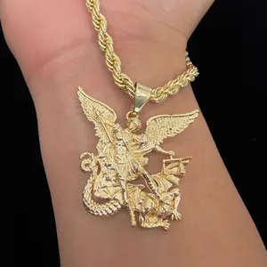 Saint Michael Necklace 14k Gold Plated Elegant Archangel Angel Chain Tarnish Free Hypoallergenic Water Resistant Gift Ready
