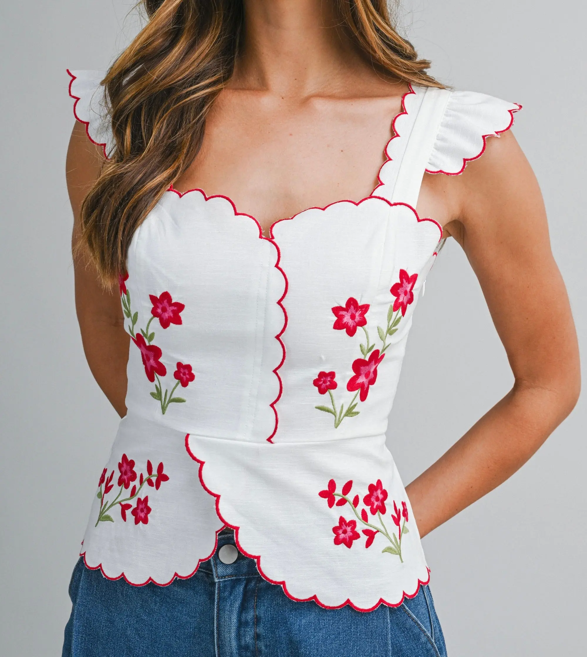 Emma - Floral Embroidered Top