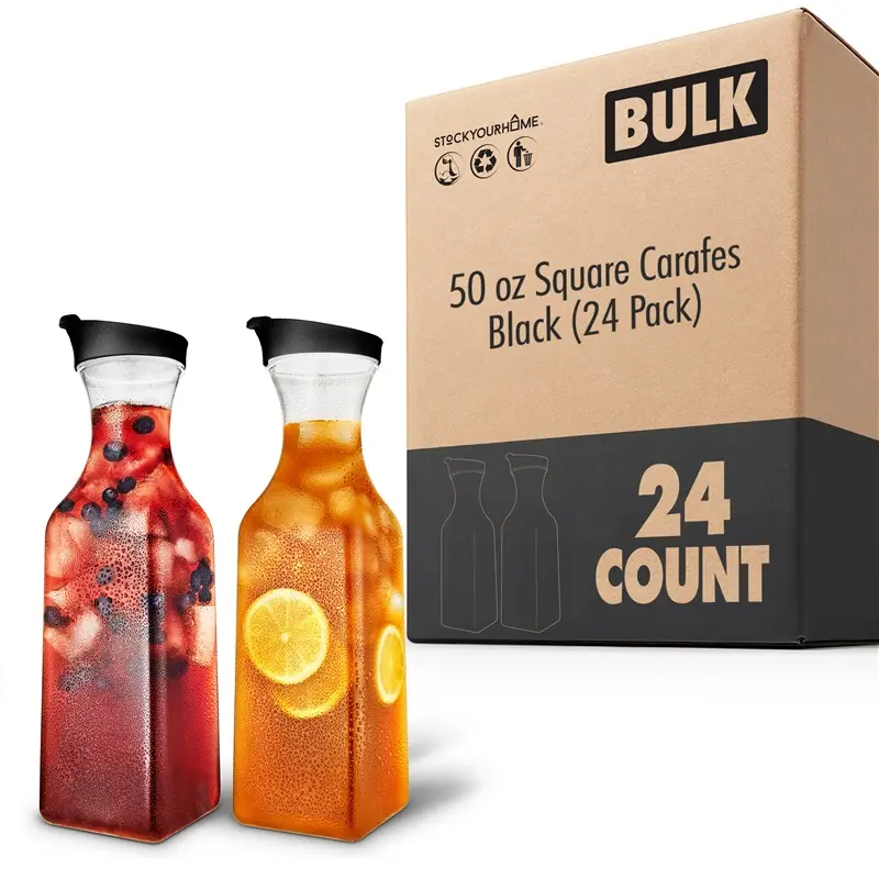 50 oz Square Carafes Black (24 Pack)