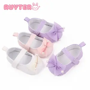 Baby Girl Bowknot Flats Soft Sole Non-Slip Crib Shoes for Newborn Infant Toddler | Princess Wedding Photography Must-Have | Cute First Walk Baby Girl Shoes