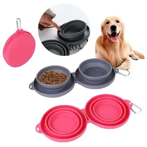 Foldable Double Bowl Pet Feeding Station for Dogs and Cats