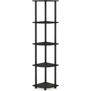 Turn-N-Tube 5 Tier Corner Display Rack Multipurpose Shelving Unit, 1-Pack, Espresso/Black