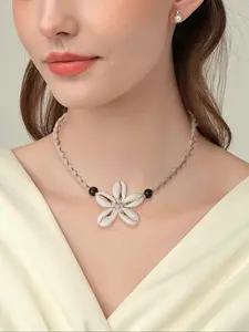Boho Style Shell Decor Flower Design Adjustable Necklace, Fashion Jewelry for Party, Daily Clothing Decor, Trendy All-match & Exquisite Jewelry for Birthday Gift