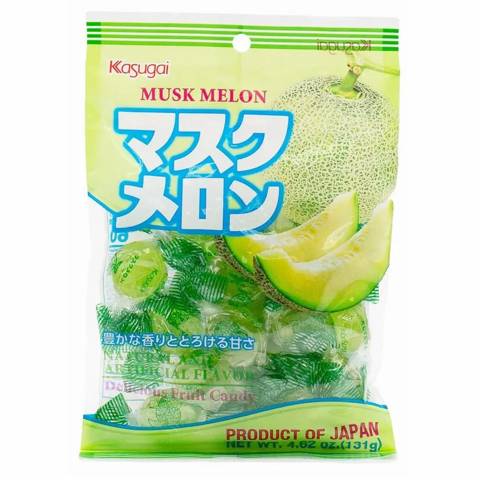 Kasugai Seika Low-Fat Hard Candy - Japanese Musk Melon Aroma Fruit Snack, 4.62oz, Long-Lasting Sweet, Di(2-ethylhexyl)phthalate (DEHP)-Free, Ideal for On-the-Go, All Ages, Friends & Family, Delicious Candy