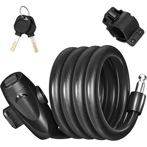 Lock, 1/2 Inch Thick  Lock  Coiled Secure Bicycle Lock with  Scooter Lock  Locks Heavy Duty Anti    Lock with Mounting Bracket (4Feet, 6 )