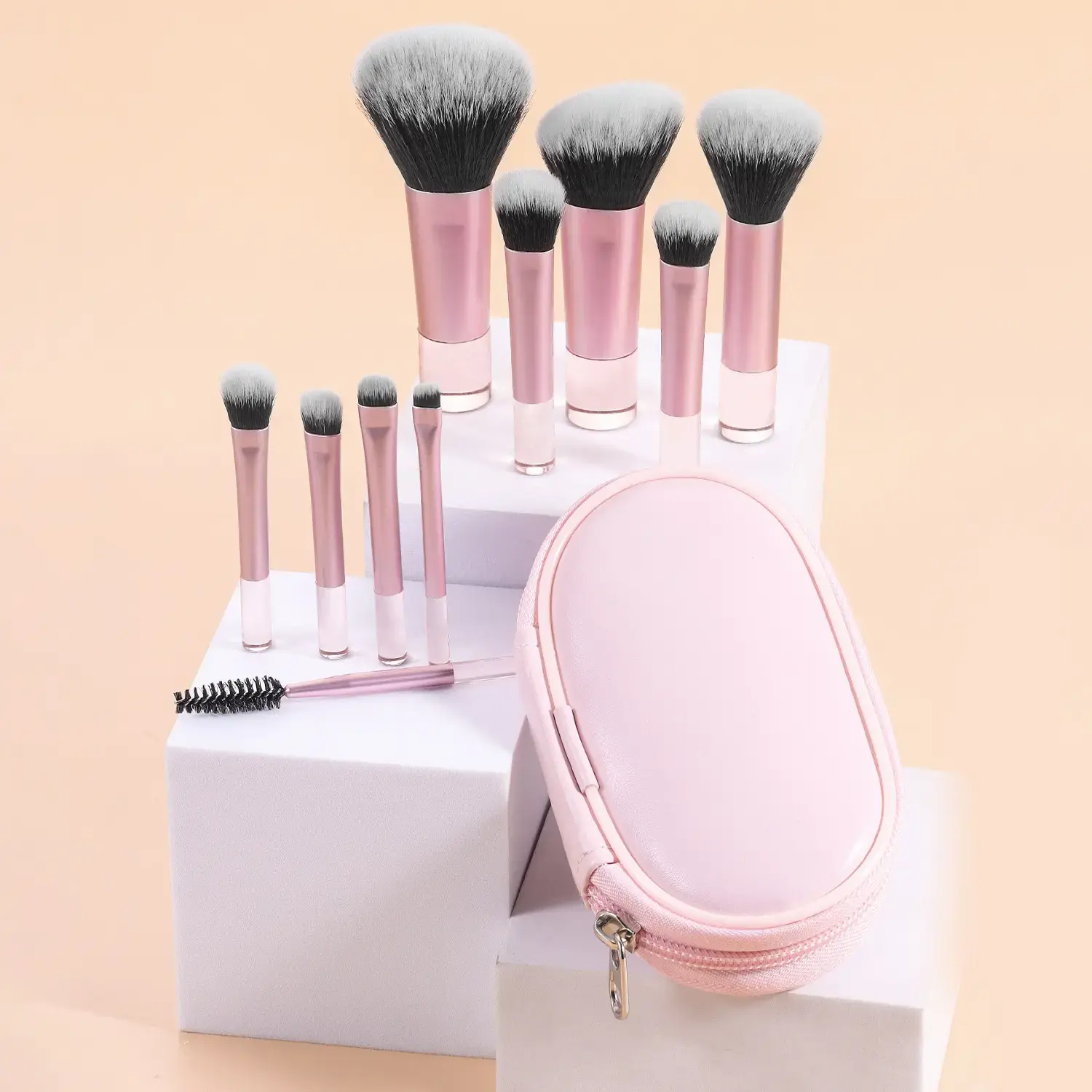 Beginner Makeup Tools Set,10pcs/set Portable Cosmetic Brush, Facial Makeup & Storage Bag for Travel, Soft Makeup Brushes for Foundation, Powder, Concealers, Cosmetic Tool Set, Beauty Products, Makeup Products for Makeup Look,Valentine's Day Gift